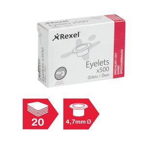 Rexel No 2 Eyelets 4.2Mm Brass Pk500