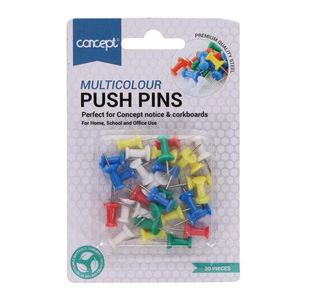 Concept Pkt.30 Coloured Push Pins (Carto