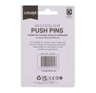 Concept Pkt.30 Coloured Push Pins (Carto