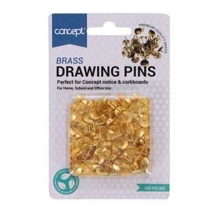 Concept Pkt.100 Brass Drawing Pins (Cart