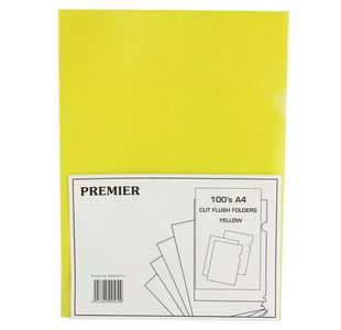 Yellow Cut Flush Folders Pk100