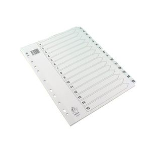 White A4 1-15 Mylar Index Dividers